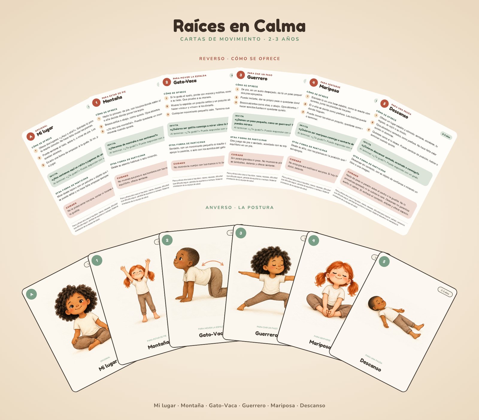 Cartas de movimiento · 2 a 3 años: reverso y anverso