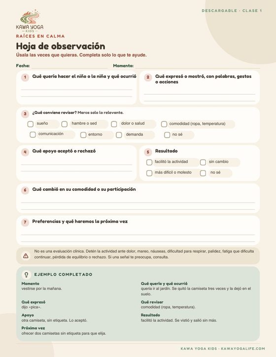 Hoja de observación de la Clase 1