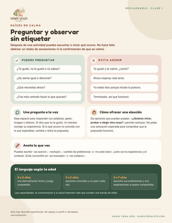 Hoja Preguntar y observar sin etiquetar de la Clase 1