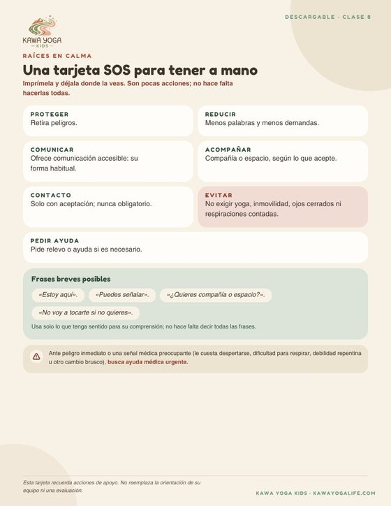 Tarjeta SOS para tener a mano de la Clase 8