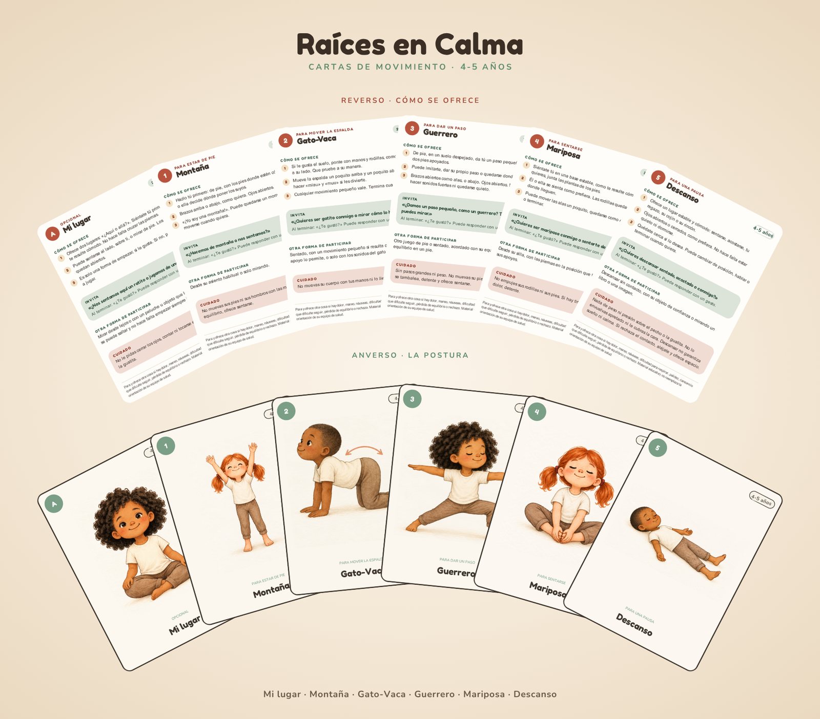 Cartas de movimiento · 4 a 5 años: reverso y anverso